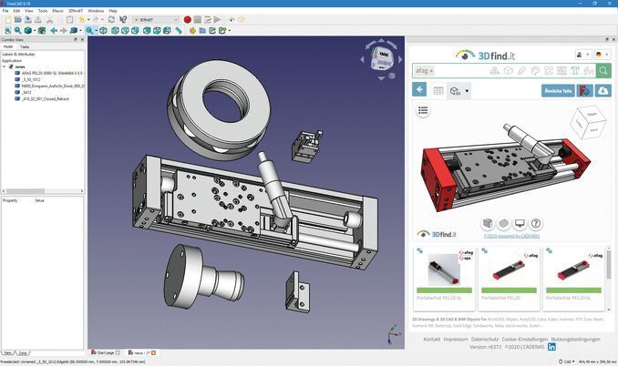 Dank der Integration der Suchmaschine 3DfindIT.com in die Open-Source-Lösung Free-CAD haben Nutzer jetzt Zugriff auf Millionen 2D- und 3D-CAD-Modelle. (Cadenas)