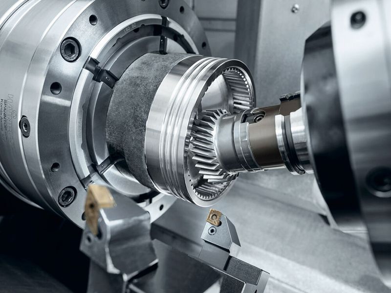 Die werkstattorientierte Programmierung hat vor allem in der Einzelteilfertigung und bei der Herstellung kleiner und mittlerer Stückzahlen nach wie vor einen hohen Stellenwert. 24 exklusive DMG Mori Technologiezyklen ermöglichen bis zu 60 % schneller direkt an der Maschine im Dialog zu programmieren. Herausragende Beispiele sind verschiedene Zyklen für das Verzahnen beziehungsweise die Zahnradfertigung. ( Bild. DMG Mori)