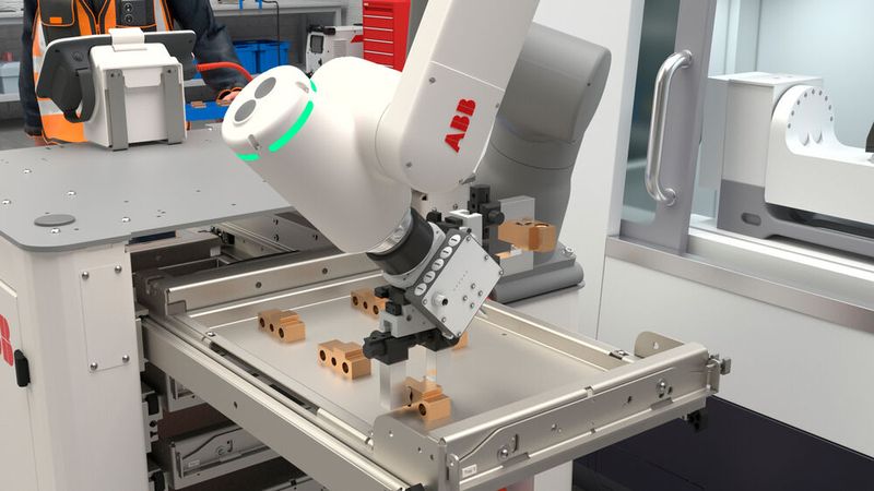 Die Omnivance-Zelle kann den manuellen Zeitaufwand bei repetitiven  Maschinenbeschickungsaufgaben um bis zu 60 Prozent reduzieren.  (Bild: ABB)