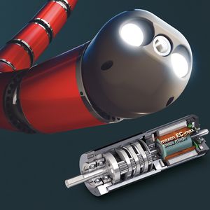 Ob Flugzeugmontage oder Inspektion von Kanälen: Der mit Maxon-Motoren ausgerüstete, mehrgliedrige Roboterschlangenarm dringt in die entferntesten Winkel vor, wo kein Mensch hinkommt.
