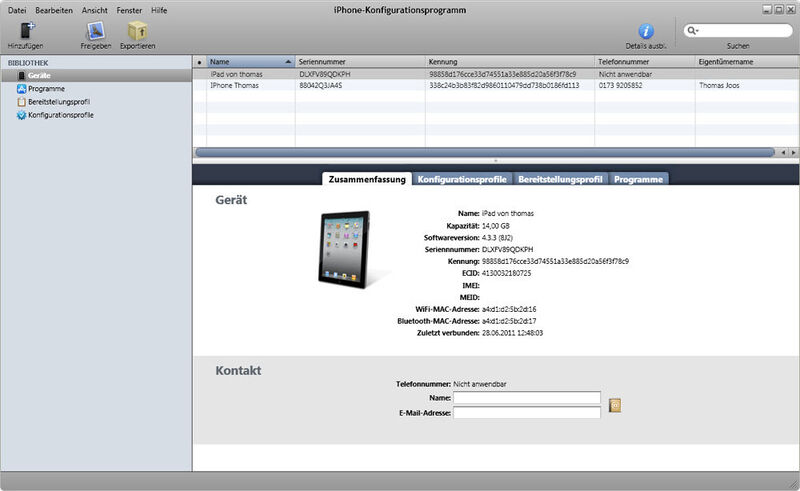 Abbildung 1: Das iPhone-Konfigurationsprogramm hilft beim Bereitstellen von iPhones und iPads im Unternehmen. (Bild: Thomas Joos)
