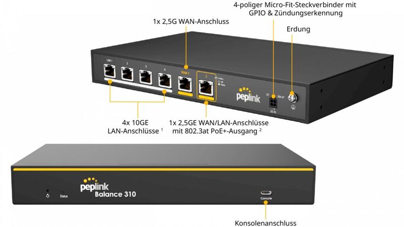 High-Speed-Knotenpunkt: Der Peplink Balance 310 bietet 2,5G-WAN-Power und 10G-LAN für reibungslose Enterprise-Workloads.(Bild:  Vitel)