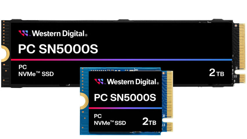 Western Digital bietet die NVMe-SSD PCSN5000S in zwei Formfaktoren an: als langes M.2-2280- und als kurzes M.2-2230-Modul. Dabei sind sie mit Speichergrößen von 512 GB, 1 TB und 2 TB verfügbar. (Bild: Western Digital)