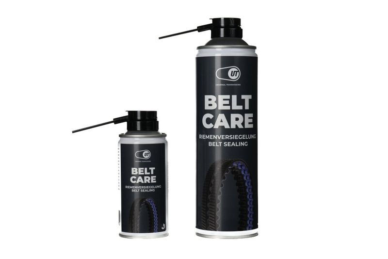 Auch Carbonriemen freuen sich hin und wieder über Pflege. Universal Transmissions bietet mit der „Belt Care Riemenversiegelung“ (UVP: ab 10 Euro/150 ml) ein Pflegemittel für bessere Geschmeidigkeit und besseren Leichtlauf des Antriebsstrangs. (Bild: www.universal-transmissions.de | pd-f)