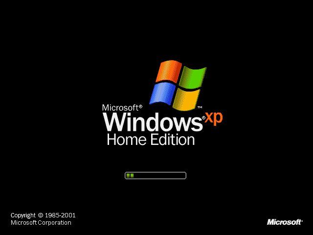 Der Startbildschirm in Windows XP Home Edition mit grünem Fortschrittsbalken. (Bild: frei lizenziert)