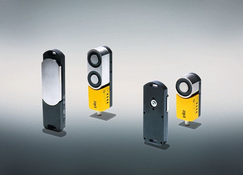 Der Schutztürsensor PSENslock bietet sichere Schutztürüberwachung mit elektromagnetischer Prozesszuhaltung für Türen, Klappen und Hauben in einem kompakten Produkt. (Pilz)
