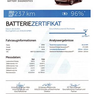 Das Batteriezertifikat von Aviloo weist einen genauen, herstellerunabhängigen SoH-Wert für die Antriebsbatterie aus.(Bild:  Aviloo)