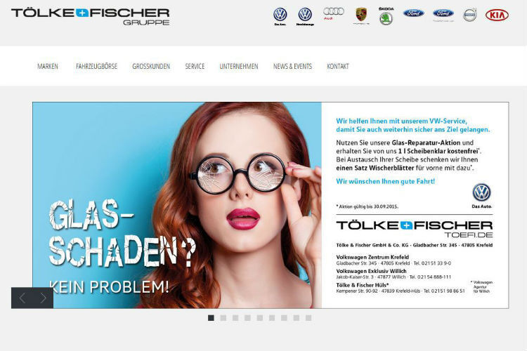 Die Gegenwart ist digital: Die neue, peppige Webseite von Tölke & Fischer. (Screenshot: Tölke & Fischer)