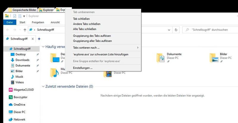 Auch ein Kontextmenü gibt es für die Tabs in TidyTabs. (Joos)