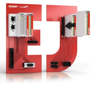 Die EtherCAT-Steckmodule der EJ-Serien ermöglichen durch ihre elektromechanische Konstruktion das direkte Stecken auf ein anwendungsspezifisches Signal-Distribution-Board.