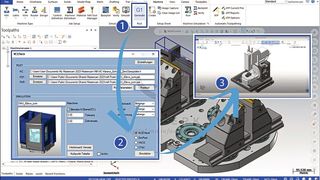 Über eine Schaltfläche in Mastercam lässt sich NC2Check aufrufen, um eine vollständige Simulation und NC-Code-Prüfung durchzuführen. (Bild: Camwerk)