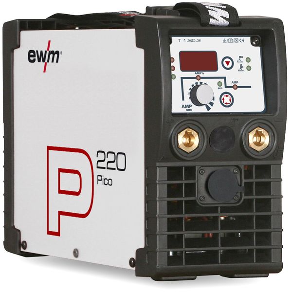 Die neue „Pico 220 cel“ von EWM ergänzt als komplett neues Modell die erfolgreiche Reihe der sehr kompakten und mit 7,9 Kilogramm Gewicht leichten Schweißgeräte für den mobilen Einsatz. Sie ist beim Schweißen von Zellulose-Elektroden zu einhundert Prozent fallnahtsicher. (Bild: EWM Hightec Welding)