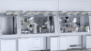 Compact and highly flexible, the new Variosys module fills and closes syringes and cartridges while offering 100 % In-process Control without sacrificing performance. The linked DDM module provides fully automatic denesting and nesting. (Source: Bausch+Ströbel )