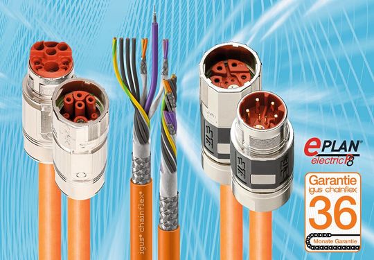 Igus erweitert das Produktportfolio der konfektionierten Hybridleitungen um anschlussfertige Leitungen passend zu SEW-Eurodrive mit Movilink DDI und Siemens Sinamics S210 mit OCC. (Bild:  Igus)