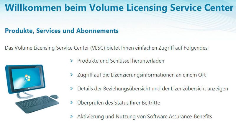 Im Volume Licensing Service Center verwalten Unternehmen auch die Windows 10-Lizenzen. (Bild: Thomas Joos)