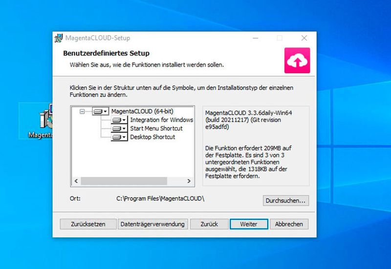 Installation des Windows-Clients der MagentaCloud. (Joos)