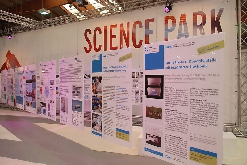Une des trois présentations spéciales: Le «Science Park» (Image: Swissplastics/Messe Luzern)