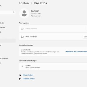 Windows 11 lässt sich problemlos auch mit einem lokalen Konto betreiben. (Bild:  Joos | Microsoft)