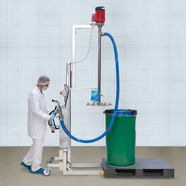 Fassentleerung mit dem Viscoflux Mobile S (Bild: Flux)