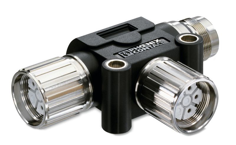 Der umspritzte Energieverteiler für Übertragungsleistungen bis zu 630 V bei 30 A ist in den Polzahlen 4 und 5 erhältlich. (Bild: Phoenix Contact)