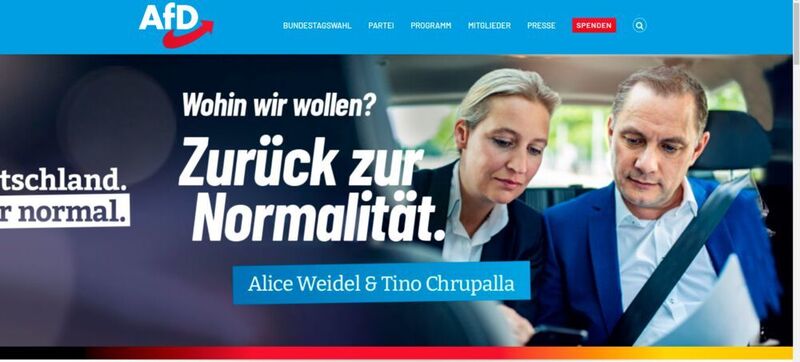 Die Internetseite der AfD wird mit 4,8 Punkten bewertet (www.afd.de)