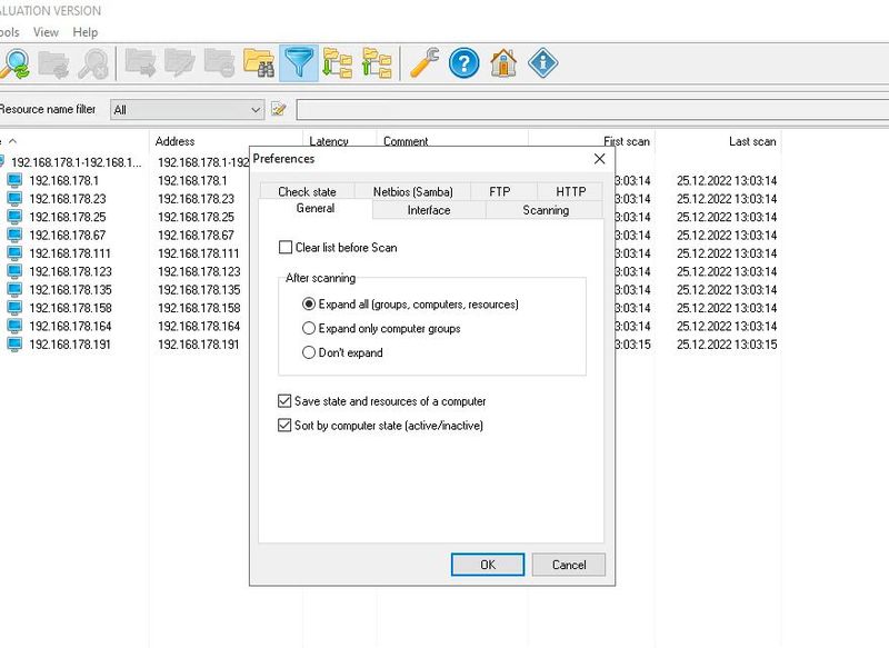 Anpassen der Einstellungen von LizardSystems Network Scanner. (Bild: Joos - LizardSystems)