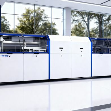 Das neue Reflow‐Lötsystem ist für die Inline-Fertigung ausgelegt und zeichnet sich durch energieeffizientes und kostensparendes Vakuumlöten aus.  (Bild: IBL Löttechnik)
