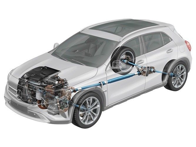 Zum Marktstart gibt es für den GLA vier Motorenvarianten. Kombiniert sind sie mit einem Sechsgang-Schaltgetriebe oder mit der Doppelkupplungs-Automatik 7G-DCT (Serie bei GLA 250 und GLA 220 CDI sowie den 4Matic-Modellen). (Foto: Daimler)