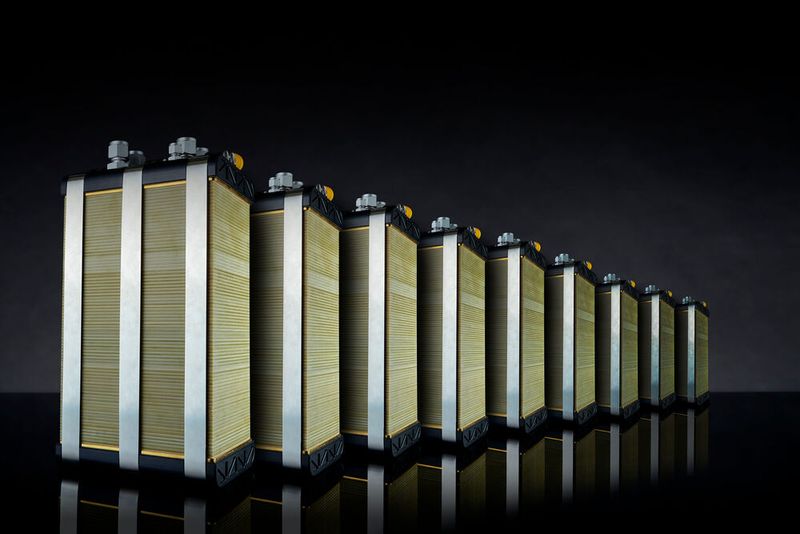 Brambly Energy hat Brennstoffzellenplatten entwickelt, die auf Produktionsanlagen für elektronische Leiterplatten gefertigt werden können. Im Bild: Ein Stapel aus solchen Brennstoffzellenplatten. (Bild: JC Headshots/Bramble)