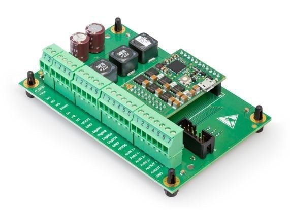 ESCON Module Motherboard mit aufgestecktem ESCON Module 50/5 (Bild: Maxon Motor)