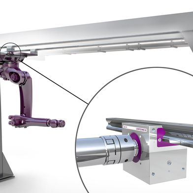Für ein Unternehmen aus der Automobilindustrie entwickelte Leantechnik einen Portalträger, der den benötigten Schweißroboter flexibel in die Serienfertigung integriert. (Bild: Leantechnik)