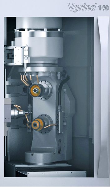 Über die zwei vertikal angeordneten Spindeln der Schleifmaschine Vgrind 160 können Werkzeughersteller ihre Vollhartmetallwerkzeuge auf zwei Ebenen bearbeiten. (Bild: Vollmer)