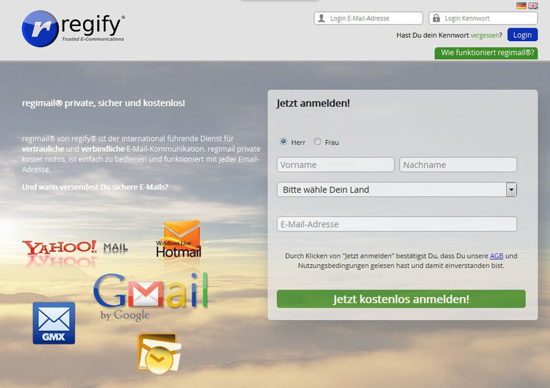 Regimail ist mit bestehenden E-Mail-Adressen nutzbar. (Bild: Regify)
