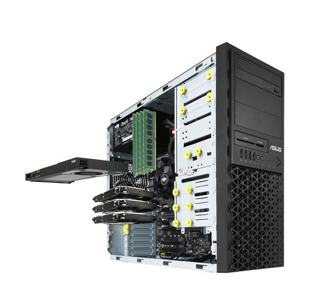 Die als Barebone angebotene Workstation Pro E500 G6 unterstützt die neuen Comet-Lake-Prozessoren von Intel bis hin zum Xeon W-1290P mit 10 Cores sowie bis zu 128 GB ECC-Speicher. (Asus)