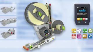 Mithilfe des automatischen Etikettierers Roxi von CAB lassen sich vorbedruckte Selbstklebeetiketten in einer Fertigungslinie vollautomatisch aufspenden. (Bild: CAB)