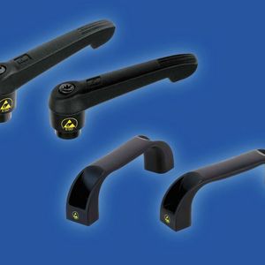 Die bewährten Klemmhebel von Kipp dürfen als Klassiker im ESD-Sortiment nicht fehlen – genauso wenig wie funktionale Bügelgriffe.(Bild:  Heinrich Kipp Werk)