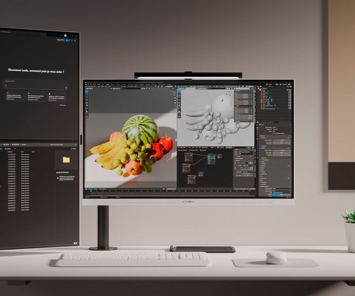 Der 6K-Monitor verfügt über eine VESA-Mount und lässt sich so auch an Monitorarmen montieren. (Bild: Japannext)