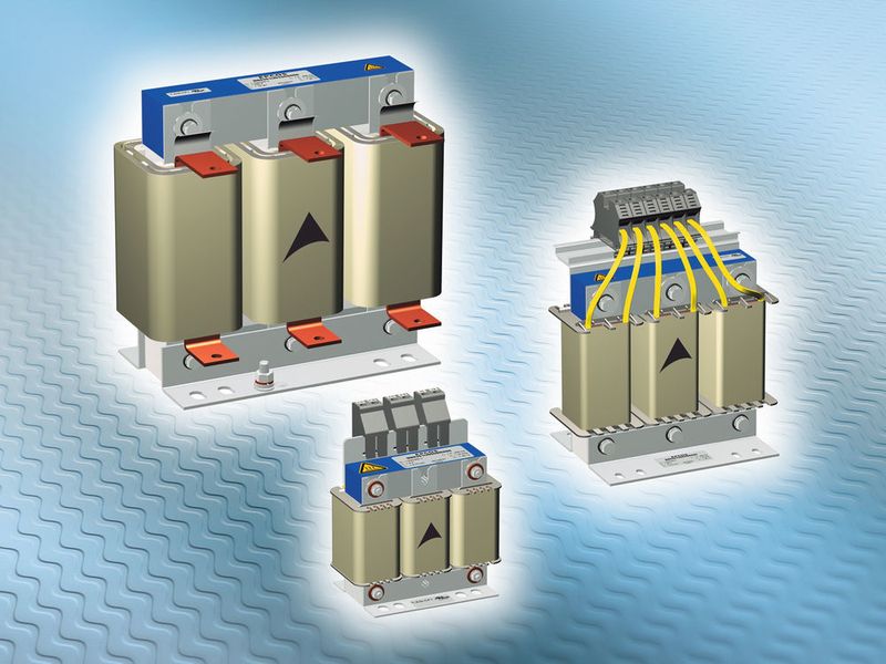 Bild 3: Motordrosseln unterdrücken Spannungsspitzen. Das umfangreiche Spektrum an EPCOS-Motordrosseln deckt ein Stromspektrum von 8 bis 1500 A ab. Spannungsspitzen in den Motorwicklungen werden so vermieden, wodurch die Lebensdauer der Motoren steigt. (TDK-EPCOS)