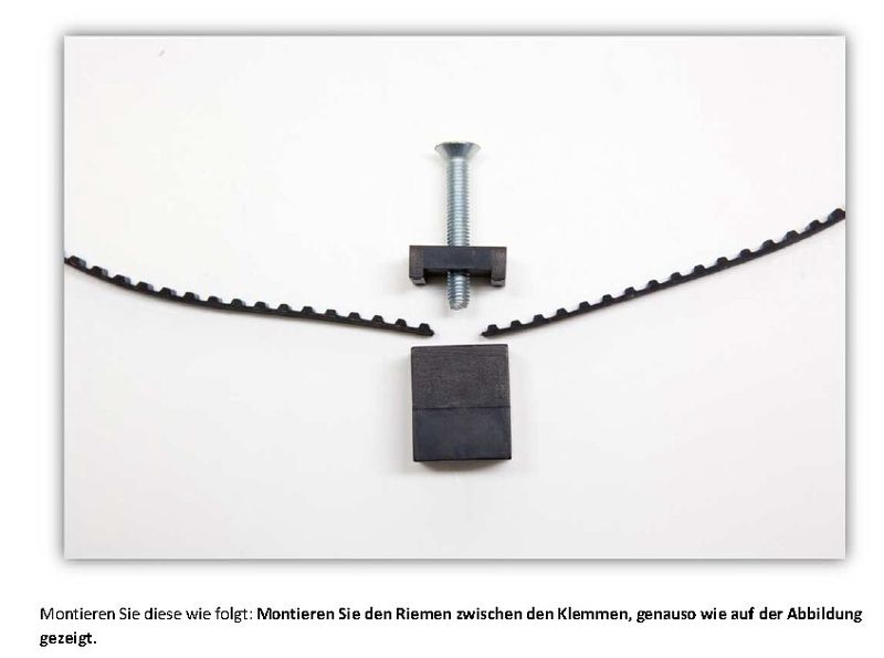 Der 3D-Drucker Velleman K8200 im Aufbau: Der Zahnriemen für den Antrieb (Bild: Velleman nv)