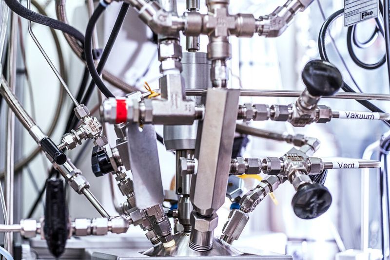 Würde man Kohlenstoff stattdessen aus ohnehin vorhandenem Kohlenstoffdioxid verwenden, ließen sich dadurch die fossilen Ressourcen sparen und der CO2-Fußabdruck der chemischen Industrie reduzieren. (Deutscher Zukunftspreis/Ansgar Pudenz)