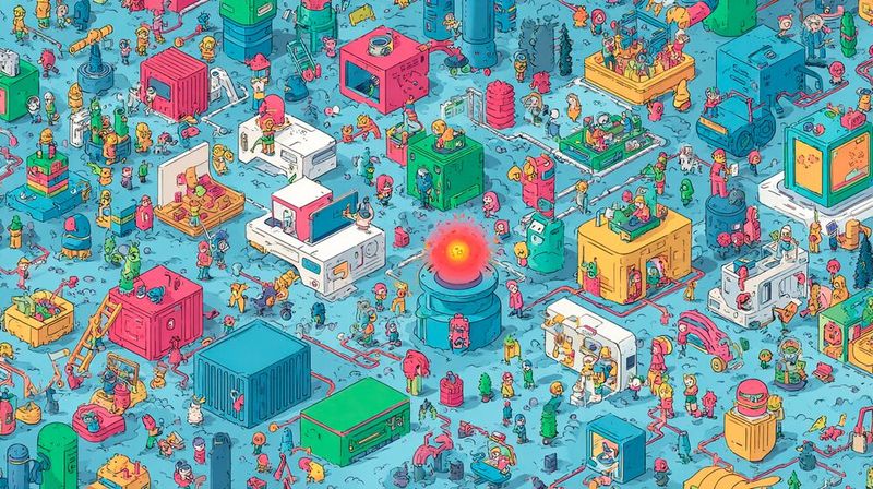 Eine Root-Cause-Analyse in Microservices ist wie eine Gefangenschaft in einem „Wimmelbid“ von Ali Mitgutsch. (Bild:  Midjourney / KI-generiert)