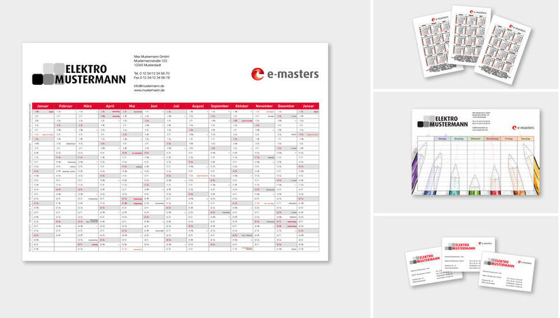 Ihre Print-Werbemittel können die lokalen Absatzpartner selbst im Corporate-Design von e-masters gestalten. (e-masters)