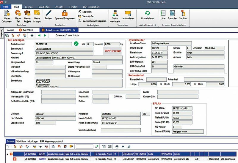 In Pro-File lassen sich die Detaildaten der Komponenten einsehen und verwalten. (Eplan Software & Service)