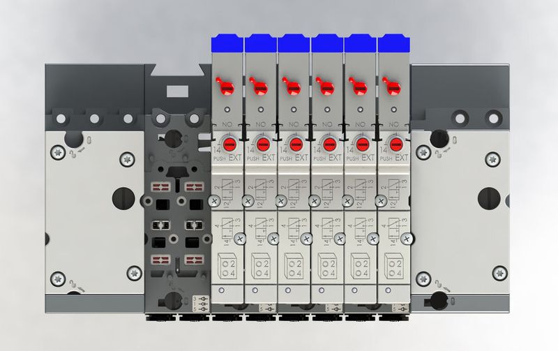Eigensicherheit trifft pneumatischen Hot Swap: Auf der Ventilinsel Typ 8640 können Ventile im laufenden Betrieb einfach gewechselt werden (Bürkert)