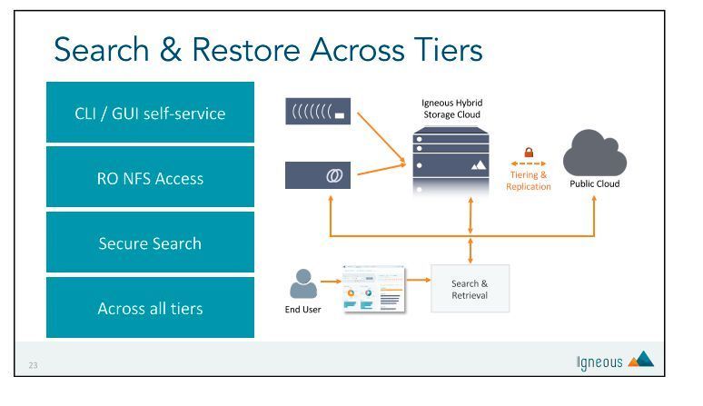 Search und Restore über alle Speicher-Tiers. (Igneous Systems)
