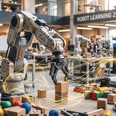 Die „Kindheit“ der Roboter: Strukturierte Trainingsumgebungen liefern die entscheidenden Praxisdaten, die KI-Modelle für eine verlässliche Autonomie benötigen. (Bild: Gemini / KI-generiert)