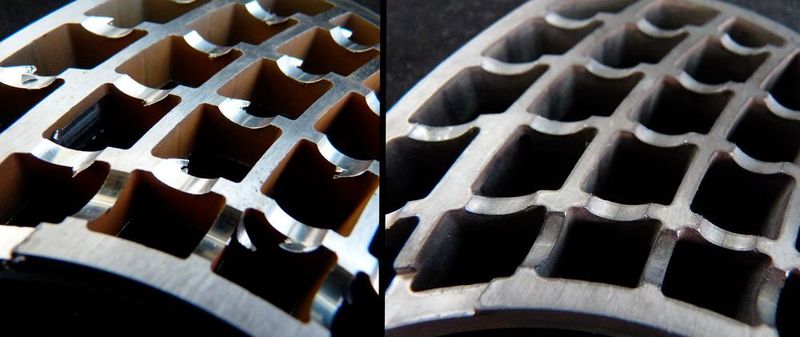 Bauteil vor (links) und nach dem thermischen Entgraten. (Bild: ATL)