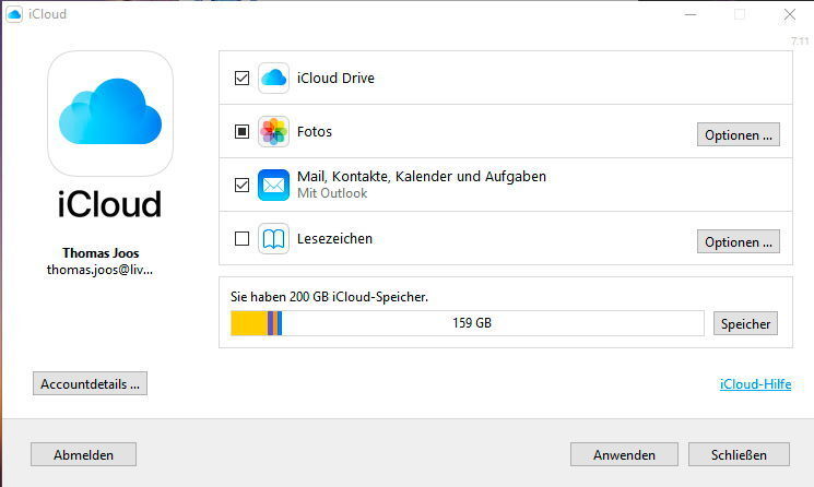 Cloud für Windows kann nach der Installation auch an Outlook angebunden werden. (Apple)