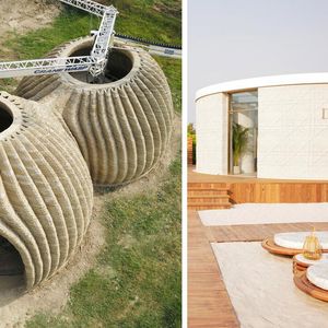 Den kategorieübergreifenden Nachhaltigkeitspreis hat 3DWasp aus Italien gewonnen. Hierbei wird das Material für den Großformatdruck eines Hauses vollständig aus lokalem Boden generiert. (Bild:  3DPC)