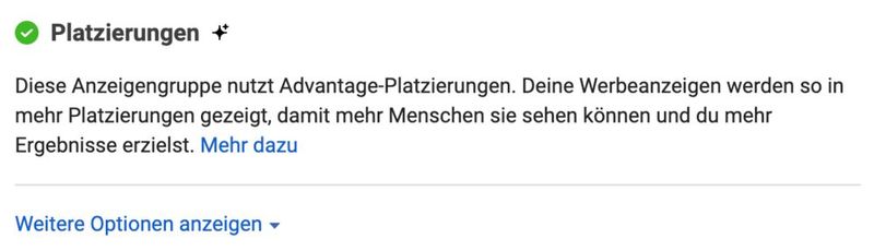 Vervollständigen Sie die Angaben zu den Platzierungen. (Bild: Meta Werbeanzeigenmanager)